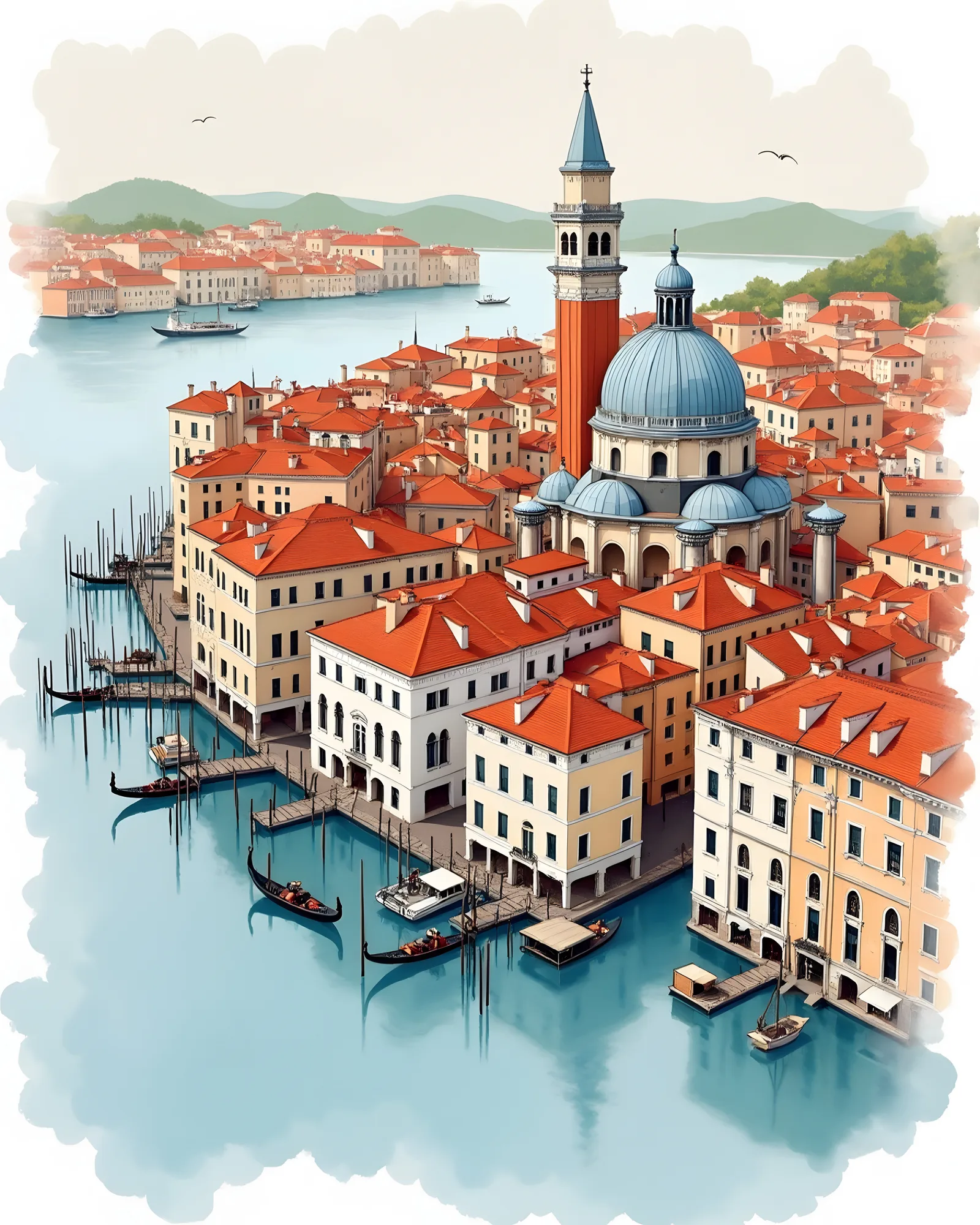 PixuPrint Venice Watercolor City Print