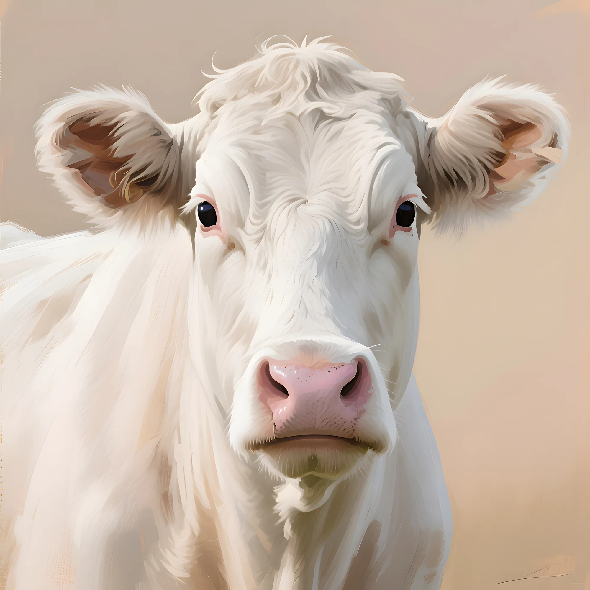 PixuPrint White Cow Portrait