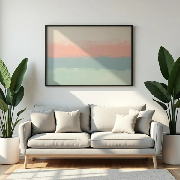 PixuPrint Abstract Painting Cream Pink Blue Green