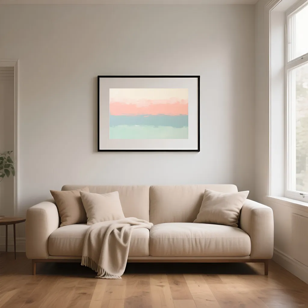PixuPrint Abstract Painting Cream Pink Blue Green