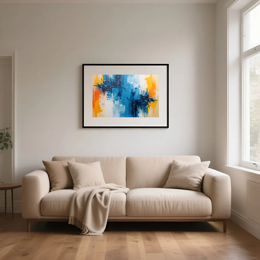 PixuPrint Abstract blue and yellow painting