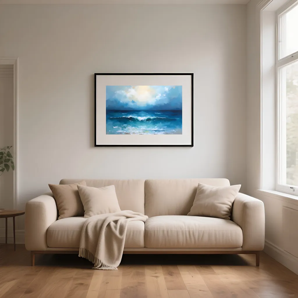 PixuPrint Ocean waves under cloudy sky