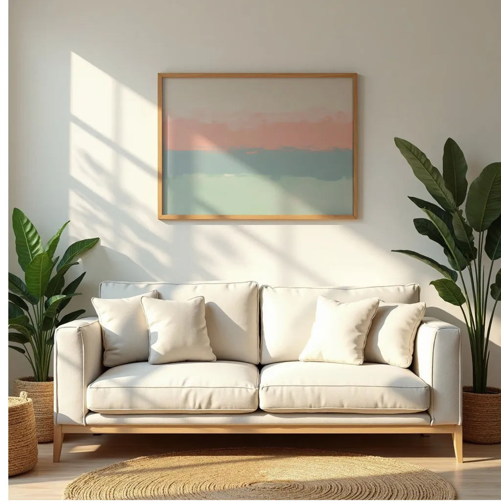 PixuPrint Abstract Painting Cream Pink Blue Green