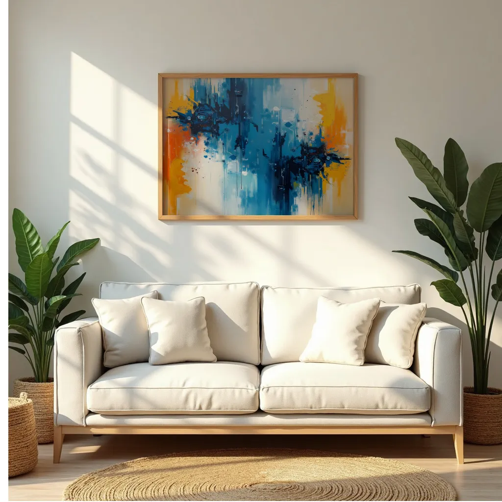 PixuPrint Abstract blue and yellow painting