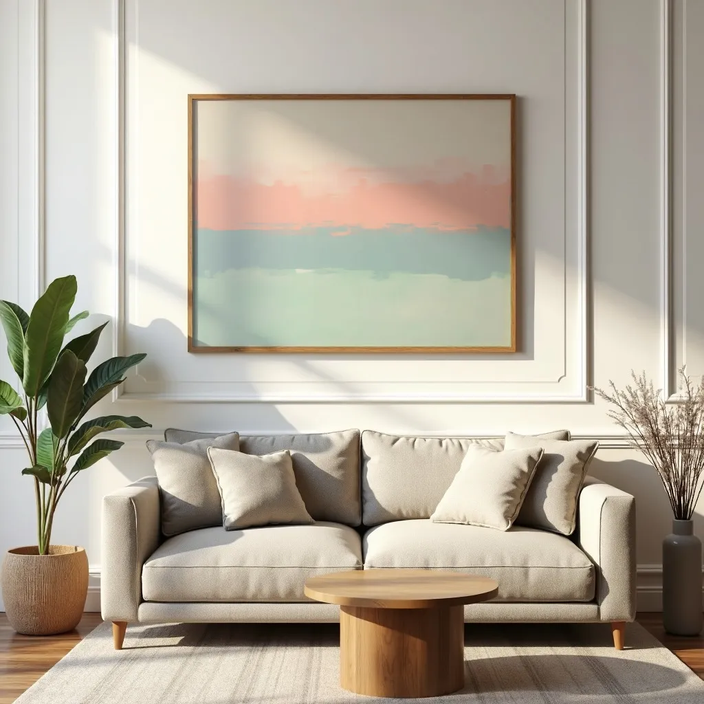 PixuPrint Abstract Painting Cream Pink Blue Green