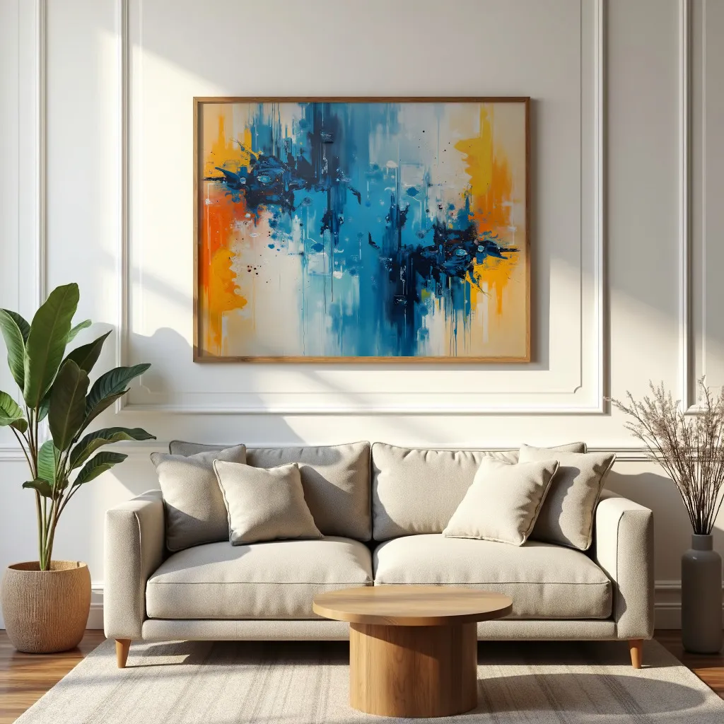 PixuPrint Abstract blue and yellow painting