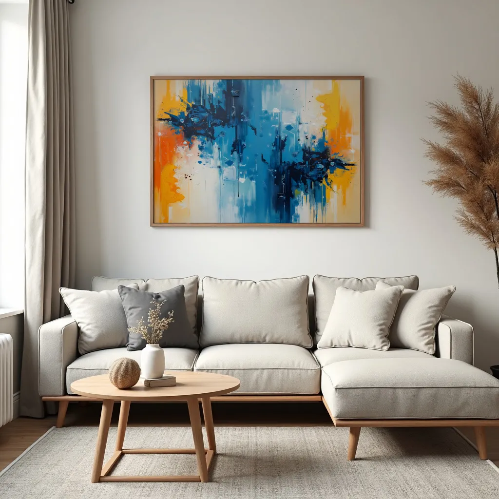 PixuPrint Abstract blue and yellow painting