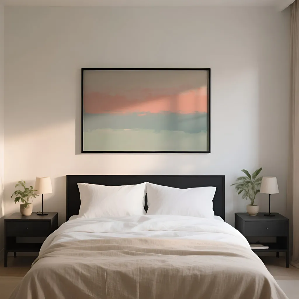 PixuPrint Abstract Painting Cream Pink Blue Green