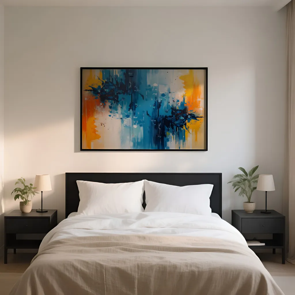 PixuPrint Abstract blue and yellow painting