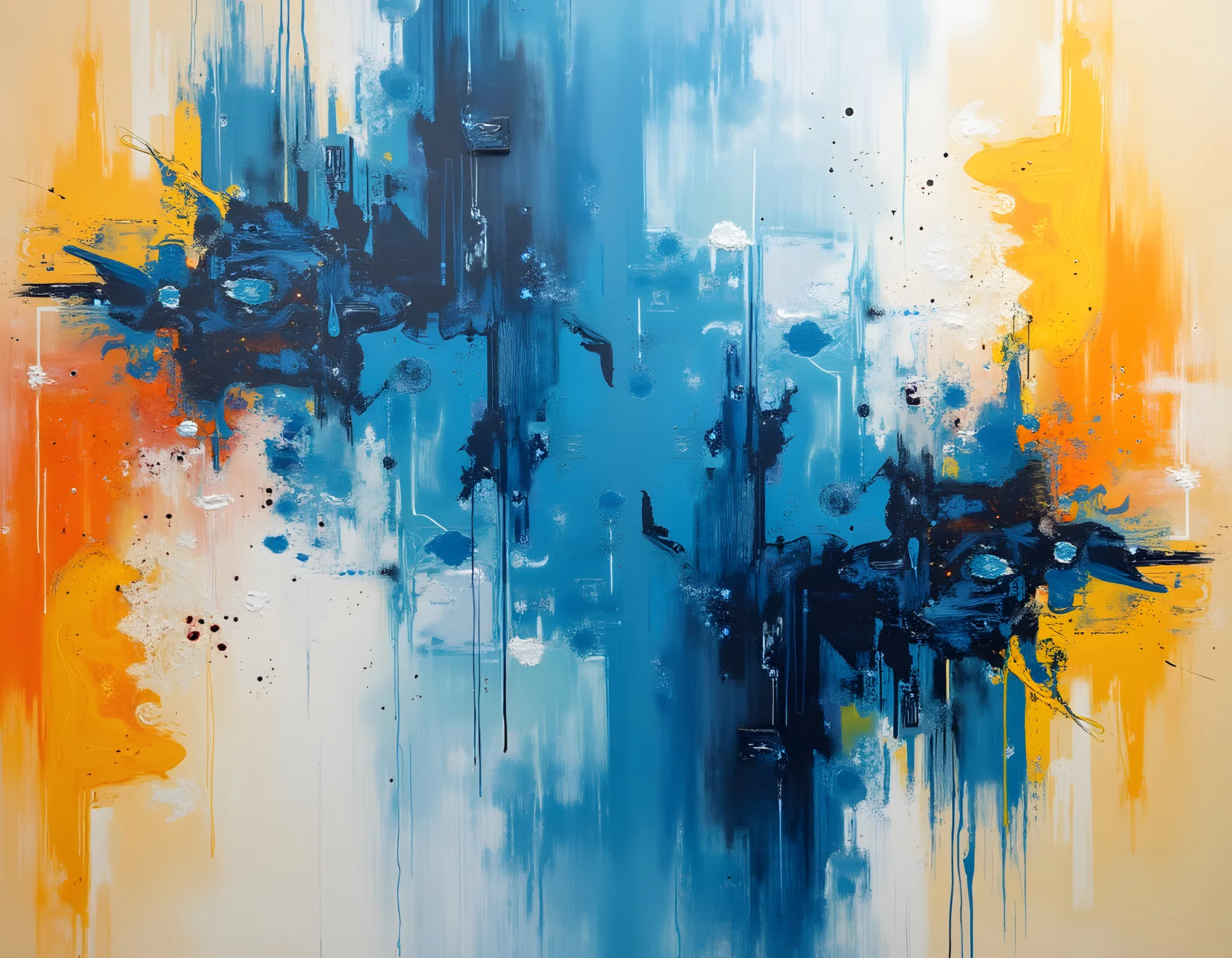PixuPrint Abstract blue and yellow painting