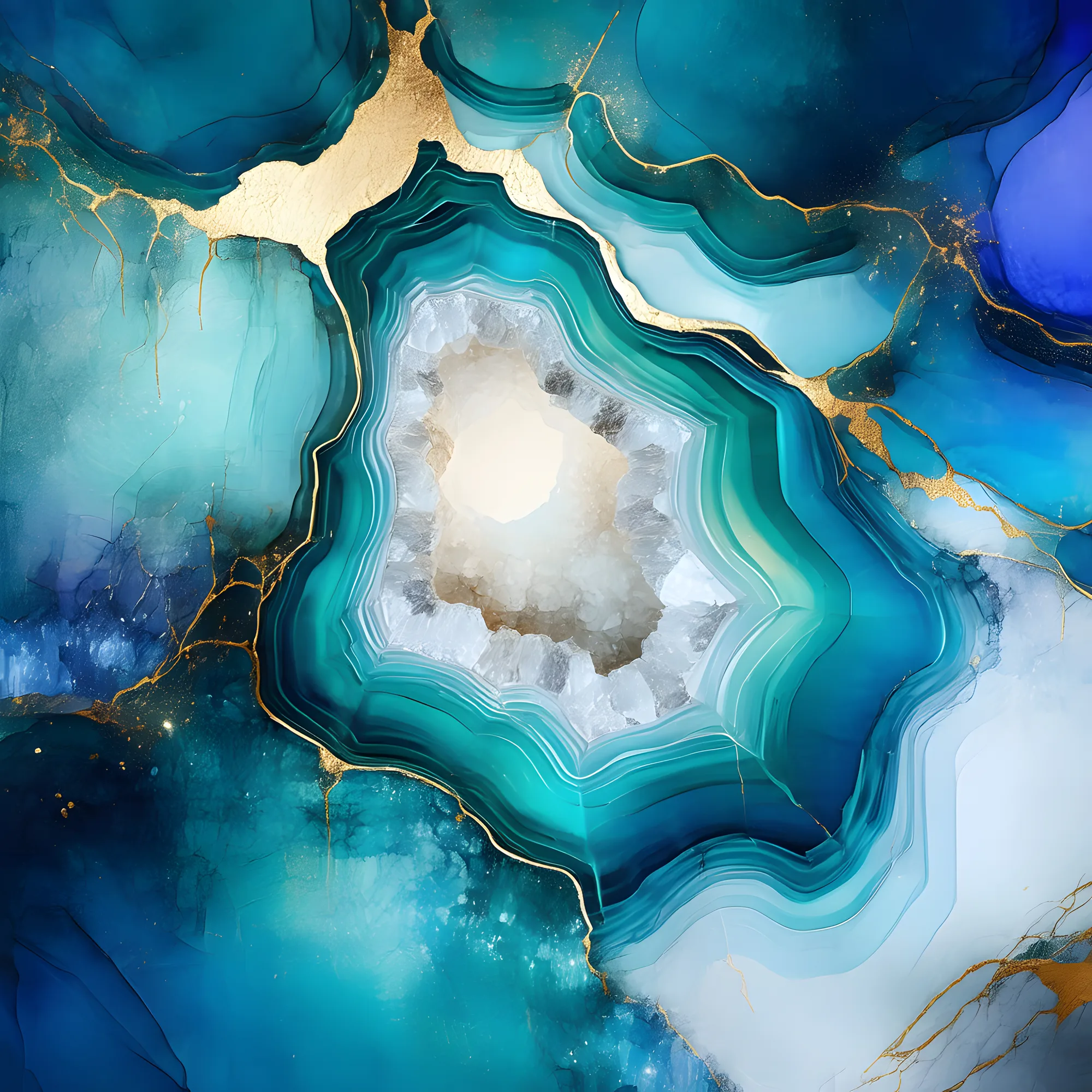 PixuPrint Abstract geode blue green gold