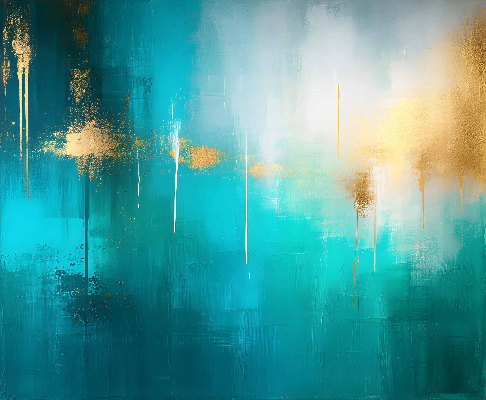 PixuPrint Abstract Teal Gold Painting